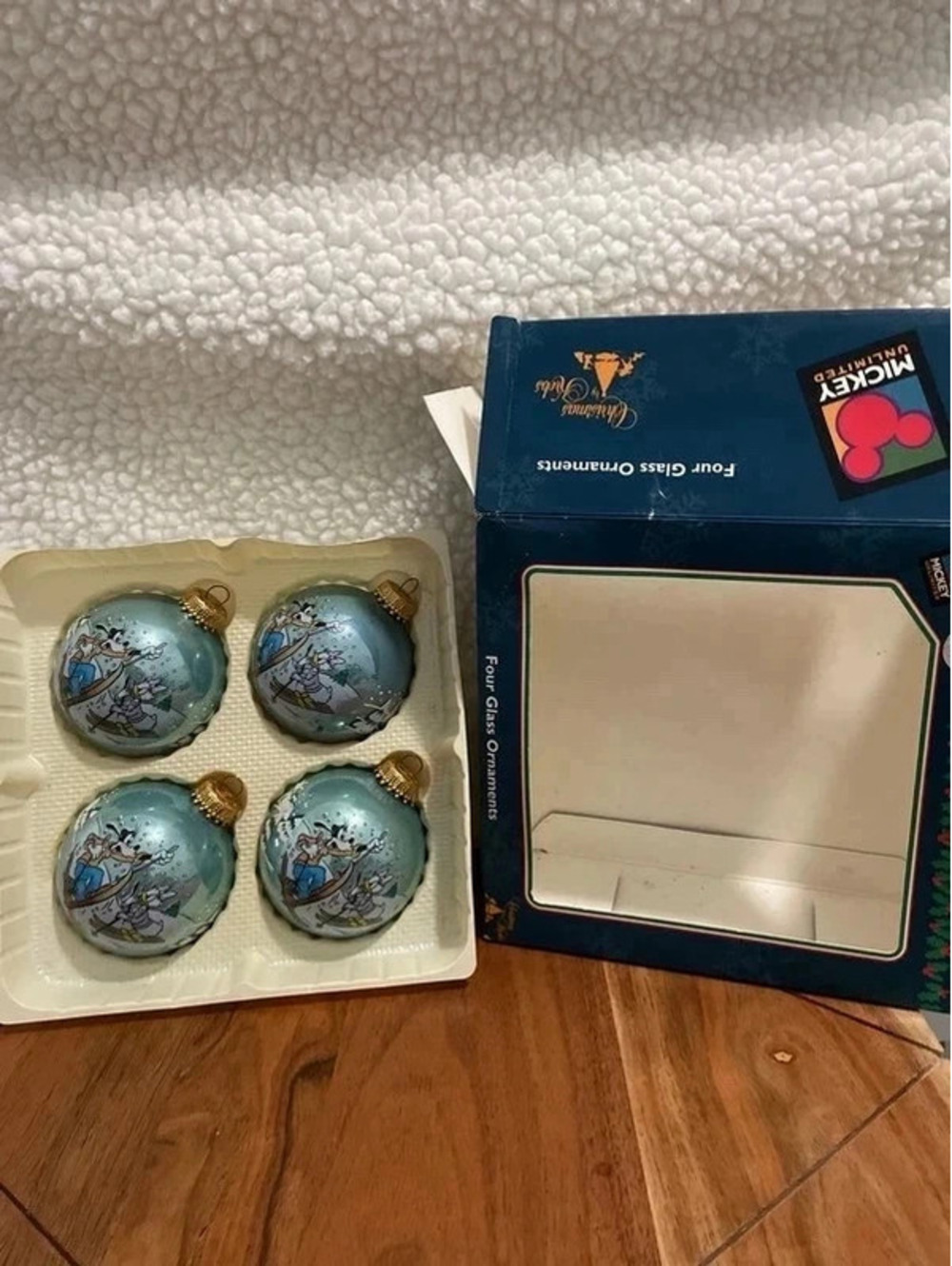 Four Disney Glass Vintage Ornaments